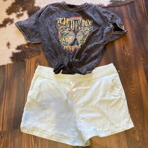 32 Degrees Cool Shorts & Fifth Sun Graphic Cropped Tee Size XL